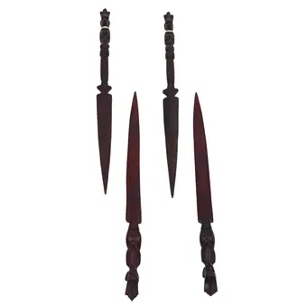 African decorative swords made of wood – four-piece lot with figurative carvings.