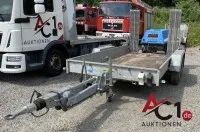 HUMBAUR tandem construction machinery transport trailer type HS with loading ramps