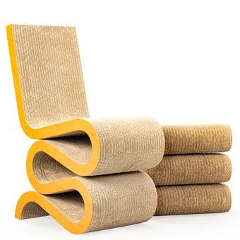 Frank O. Gehry, VITRA, chair 'Wiggle Side Chair' and 'Wiggle Side Stool', design: 1972 (2).