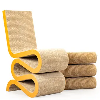 Frank O. Gehry, VITRA, chair 'Wiggle Side Chair' and 'Wiggle Side Stool', design: 1972 (2).