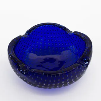 PAOLO VENINI. MURANO-GLASSCHALE, MUNDGEBLASENEN, EINGESCHLOSSENE LUFTBLASEN, „BULLICANTE“ GLASKUNSTTECHNIK, MITTE 20. JAHRHUNDERT.