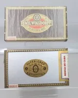 2 assorted cigar boxes, originally sealed, Emil Wolsdorff Kommanditgesellschaft Hamburg and Superiores Flor Extra Fina - Aguila de Cuba