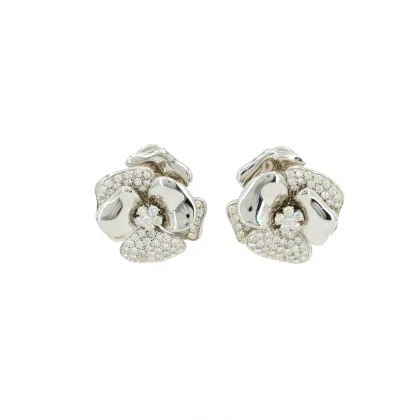 Diamanten oorclips 'Bloem'