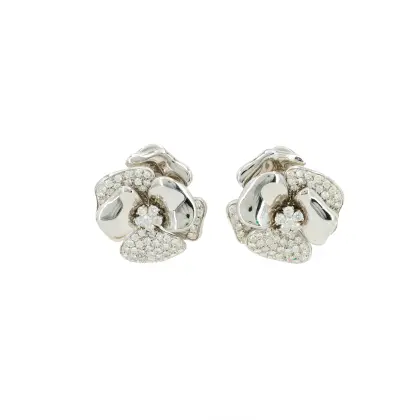 Diamanten oorclips 'Bloem'