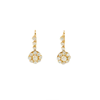 Boucles d'oreilles pendantes historiques avec diamants