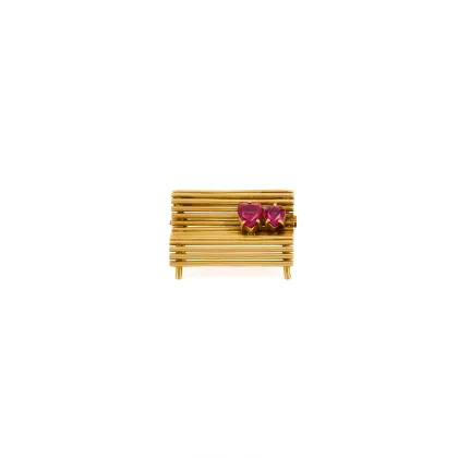 Retro broche met kleurstenen 'Bank der geliefden'