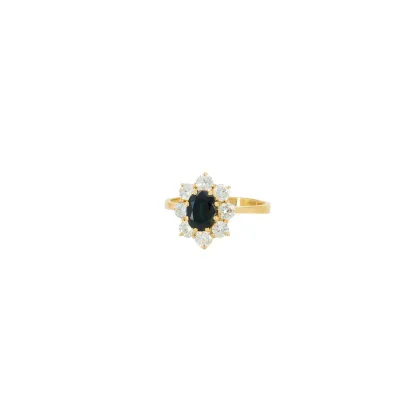 Bague entourage saphir-diamant