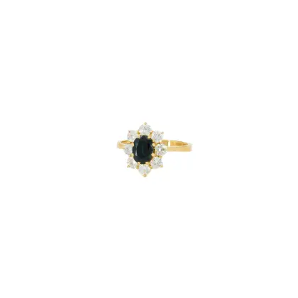 Bague entourage saphir-diamant