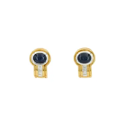 Boucles d'oreilles saphir-diamant