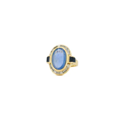 Bague cocktail saphir-diamant