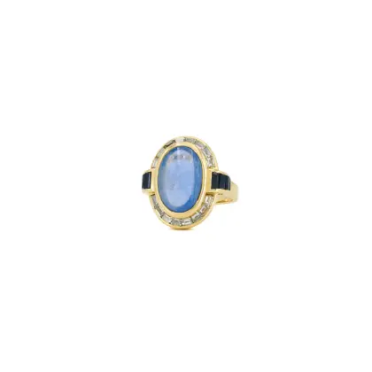 Bague cocktail saphir-diamant