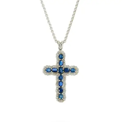 Collier pendentif saphir-diamant