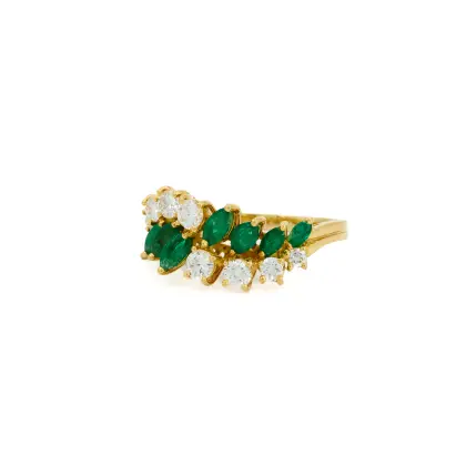 Bague pierre de couleur et diamants