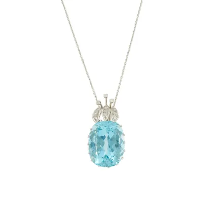 Collier pendentif aigue-marine et diamants