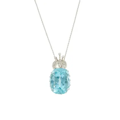 Collier pendentif aigue-marine et diamants