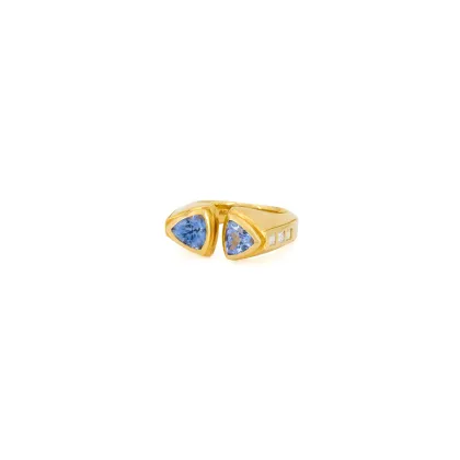 Bague pierre de couleur et diamants