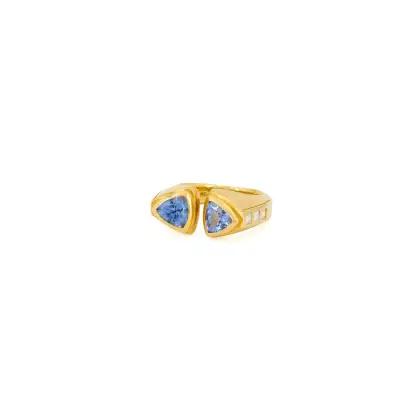 Bague pierre de couleur et diamants