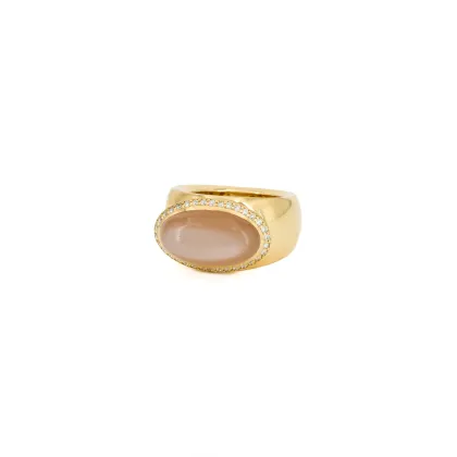 Bague en pierre de lune et diamant