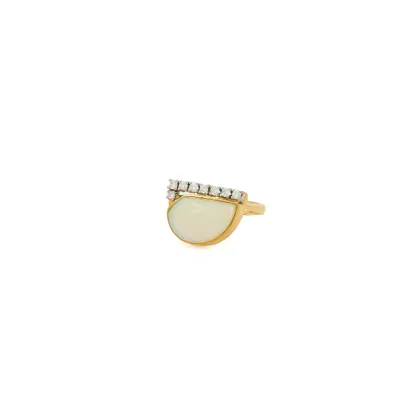 Bague opale et diamant