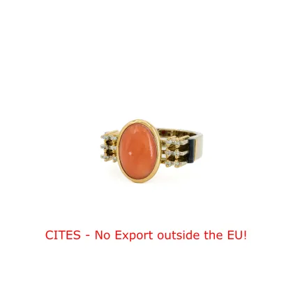 Bague corail et onyx