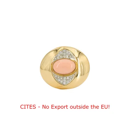 Broche corail et diamants