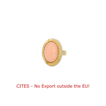 Bague cocktail corail et diamants