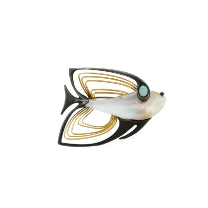 Parel-opaal broche 'Vis'