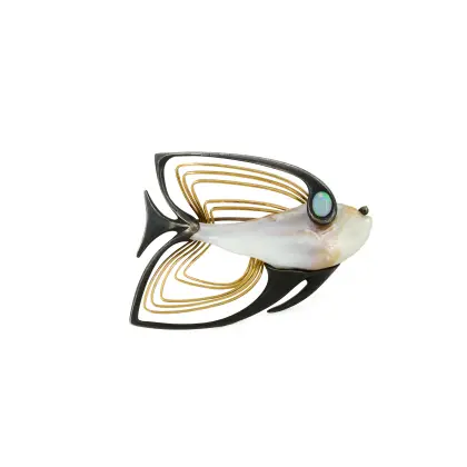 Parel-opaal broche 'Vis'