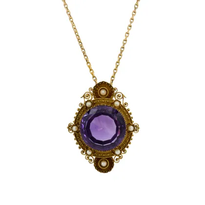 Parel-amethist hangerketting