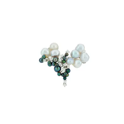 Parel en diamant broche
