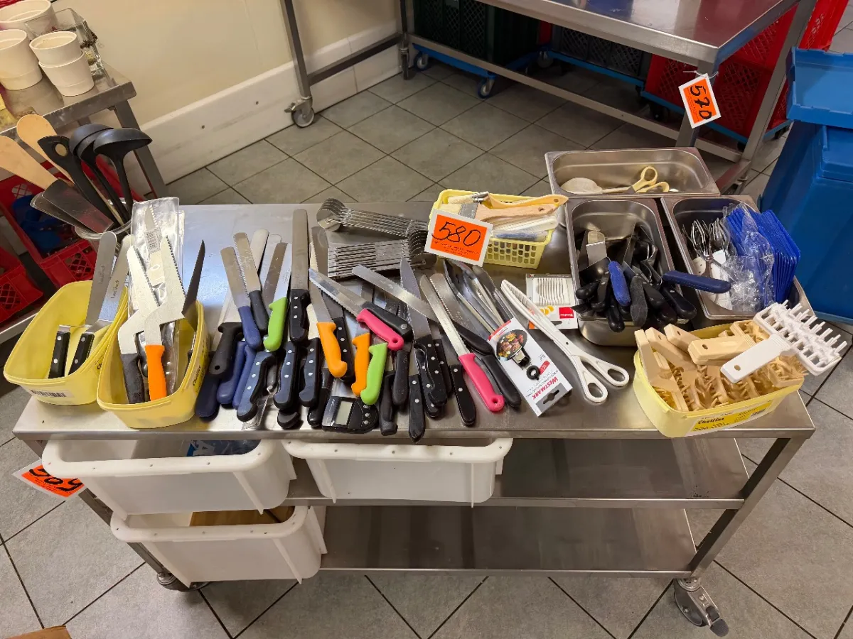 Lot of various items (without stainless steel work table)