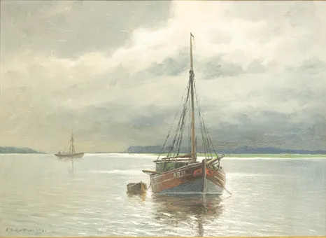 FRANZ SCHAFFNER (1876-1951). Pêcheur sur l'Unterelbe devant Hambourg.