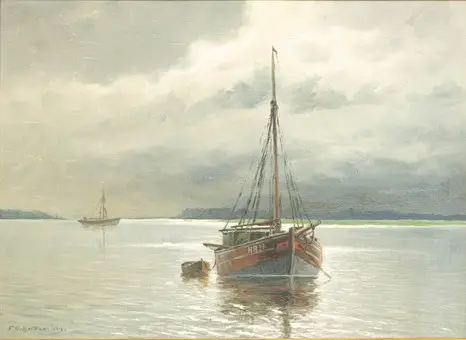 FRANZ SCHAFFNER (1876-1951). Vissers op de Unterelbe voor Hamburg.