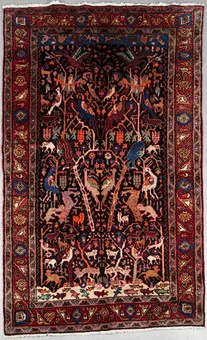 Nahawand / Malayer, motif de chasse, 260x155cm, laine sur coton, années 1970, Iran.