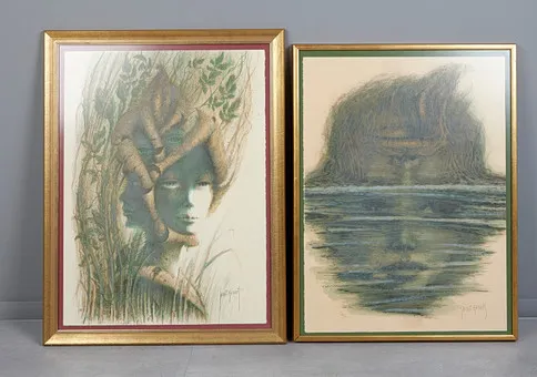 FRANCIS DE LASSUS SAINT-GENIES (1925-2018). Deux lithographies en couleurs, portraits de dames. (2).