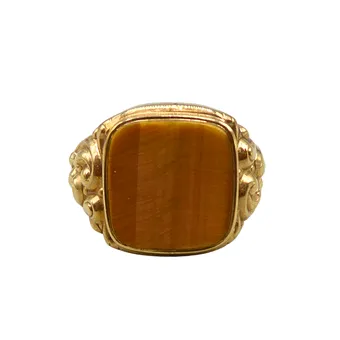 Tiger's eye and 333 yellow gold ring.