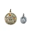 Two coin pendants with religious motifs.