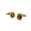 Pair of cufflinks with iridescent crystals.