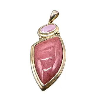 925 zilveren hanger, verguld met gezette rhodochrosiet.