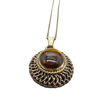 925 silver chain with silver pendant set with a tiger's eye.