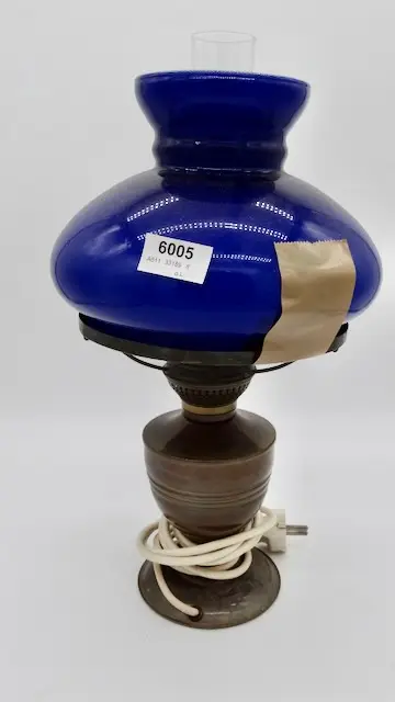 1 table lamp with blue shade