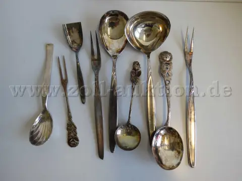 9 sztuk sztućców vintage, widelce + łyżki, cechowane srebro 100, 90, 80