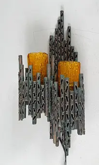 MARCELLO FANTONI. Brutalist wall light, Italy, 1970s.