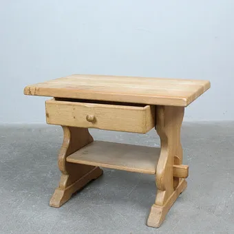 Solid oak table with drawer.