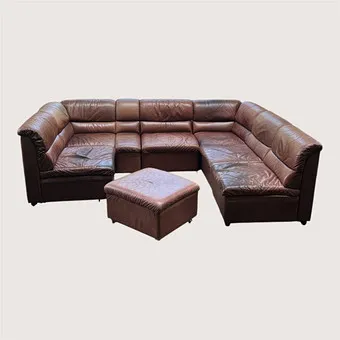 7-piece modular sofa / seating landscape with ottoman from the 1970s, leather (8).