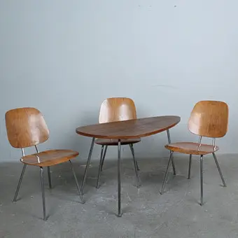 Mid-Century table group plywood from the 1960s.