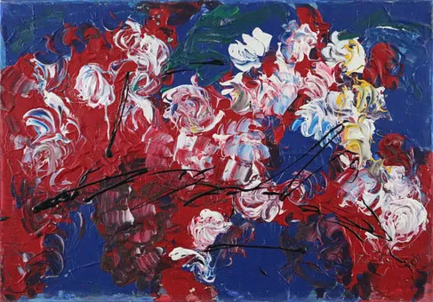 UNKNOWN ARTIST. Cherry trees, acrylic on canvas.