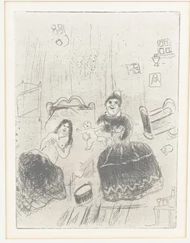 MARC CHAGALL (1887-1985). La naissance de Tchitchikov.