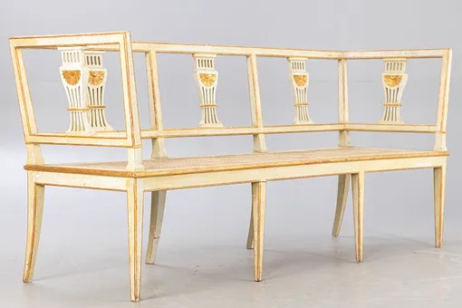 Polychrome Gustavian style bench, Sweden, 19th/20th c.