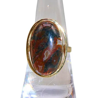 Bague en or jaune 333 avec agate marocaine